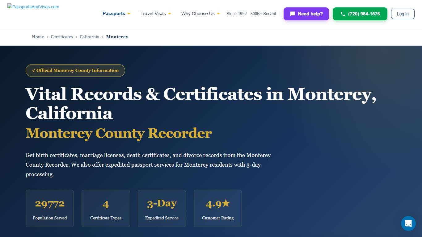 Birth, Marriage & Death Certificates in Monterey, CA | Monterey County Vital Records